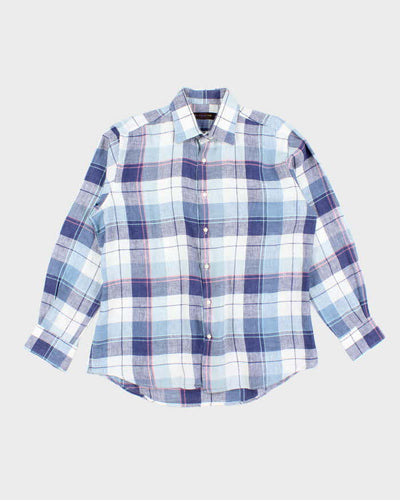 Vintage Etro Linen Checked Long Sleeve Shirt - L