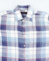 Vintage Etro Linen Checked Long Sleeve Shirt - L
