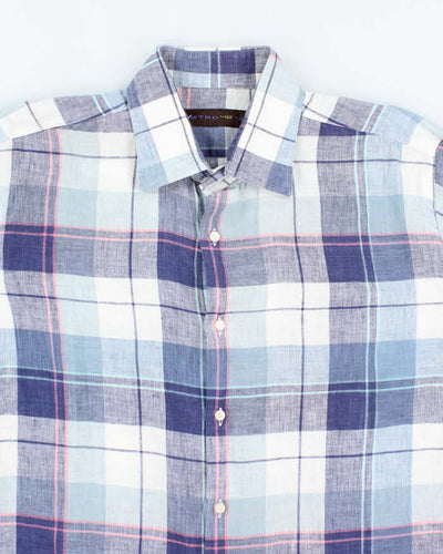 Vintage Etro Linen Checked Long Sleeve Shirt - L