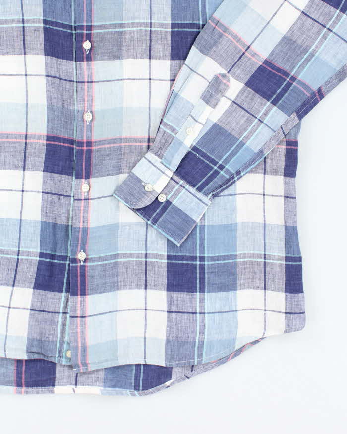 Vintage Etro Linen Checked Long Sleeve Shirt - L