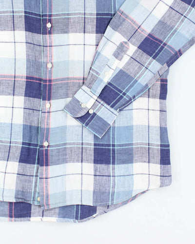Vintage Etro Linen Checked Long Sleeve Shirt - L
