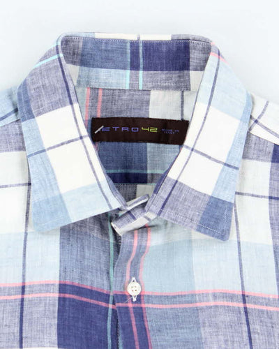 Vintage Etro Linen Checked Long Sleeve Shirt - L