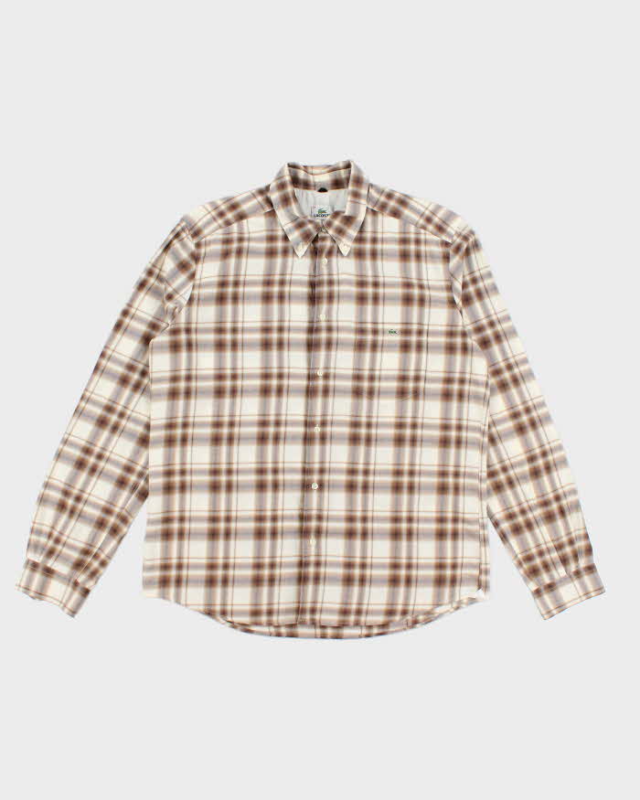 Vintage 2000's Lacoste Brown Plaid Button Up Shirt - M