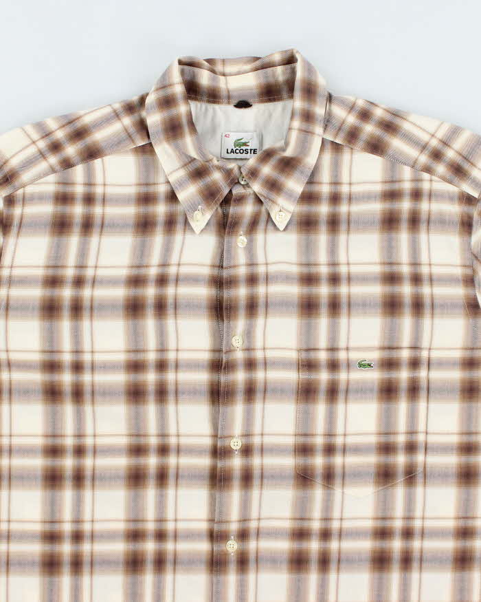 Vintage 2000's Lacoste Brown Plaid Button Up Shirt - M
