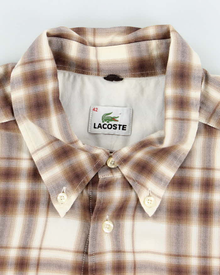 Vintage 2000's Lacoste Brown Plaid Button Up Shirt - M