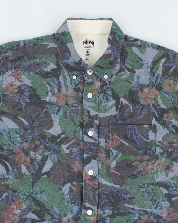 Vintage 2000's Stussy Floral Print Button Up Shirt - M