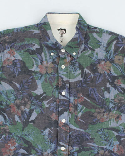 Vintage 2000's Stussy Floral Print Button Up Shirt - M