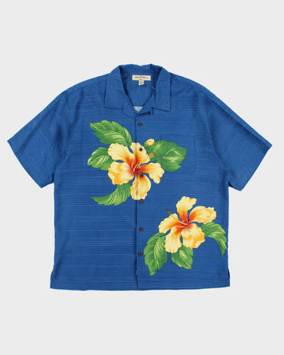 Vintage Tommy Bahama Striped Floral Print Hawaiian Shirt - XL