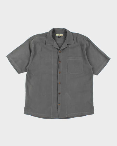 Vintage Tommy Bahama Oversized Grey Silk Hawaiian Shirt - M
