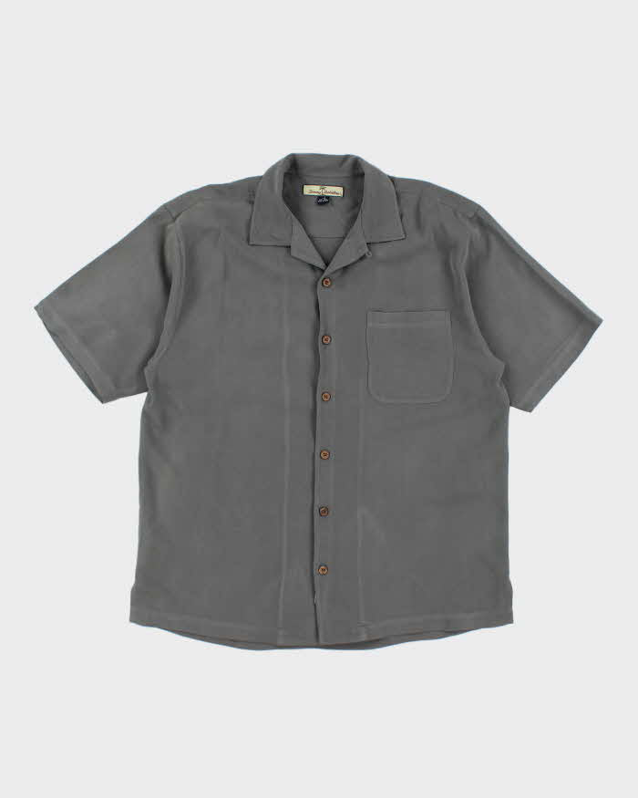 Vintage Tommy Bahama Oversized Grey Silk Hawaiian Shirt - M
