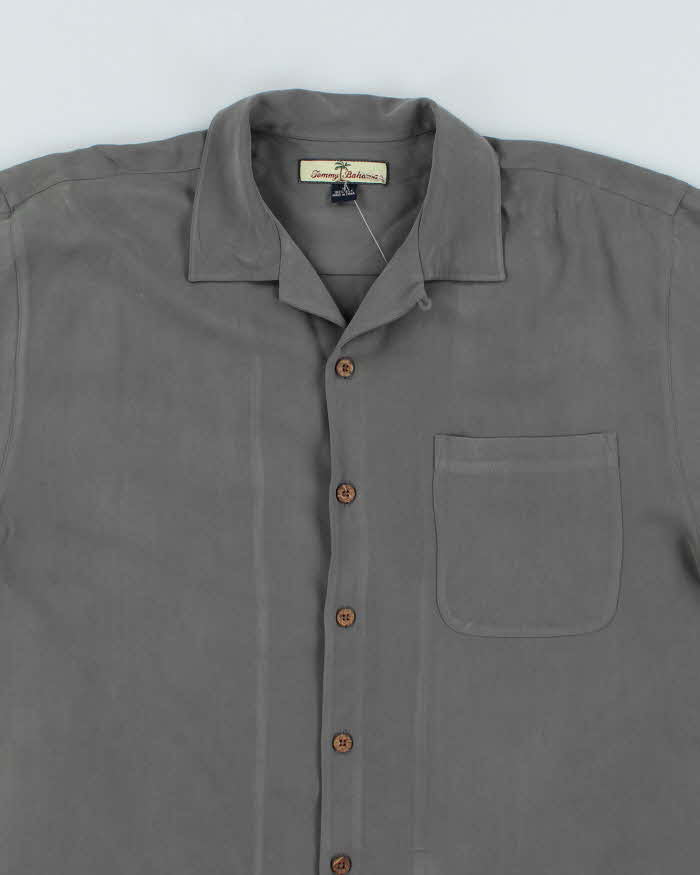 Vintage Tommy Bahama Oversized Grey Silk Hawaiian Shirt - M