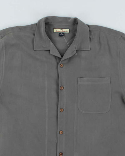 Vintage Tommy Bahama Oversized Grey Silk Hawaiian Shirt - M