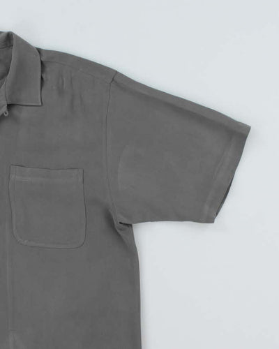 Vintage Tommy Bahama Oversized Grey Silk Hawaiian Shirt - M
