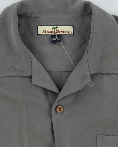 Vintage Tommy Bahama Oversized Grey Silk Hawaiian Shirt - M