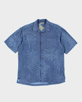 Vintage Tommy Bahama Embossed All Over Print Palm Tree Hawaiian Shirt - M