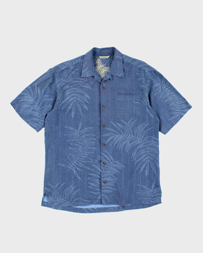 Vintage Tommy Bahama Embossed All Over Print Palm Tree Hawaiian Shirt - M