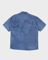 Vintage Tommy Bahama Embossed All Over Print Palm Tree Hawaiian Shirt - M