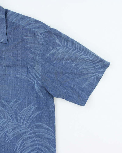Vintage Tommy Bahama Embossed All Over Print Palm Tree Hawaiian Shirt - M