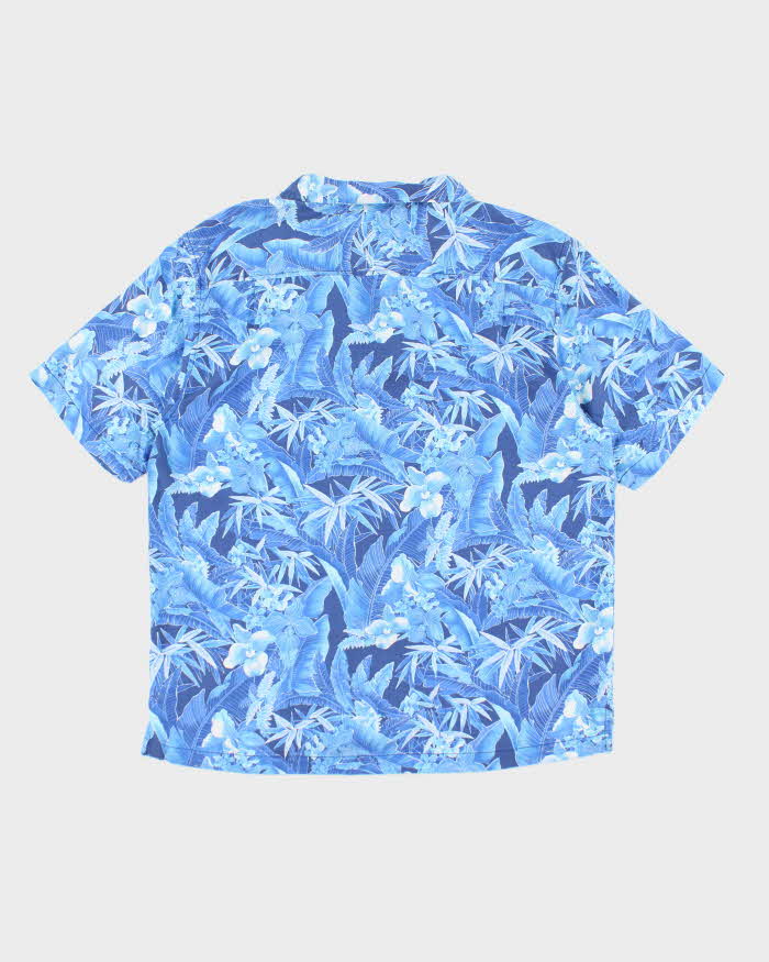 Vintage Tommy Bahama Blue Floral Print Hawaiian Shirt - L