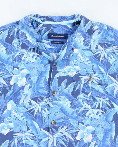 Vintage Tommy Bahama Blue Floral Print Hawaiian Shirt - L