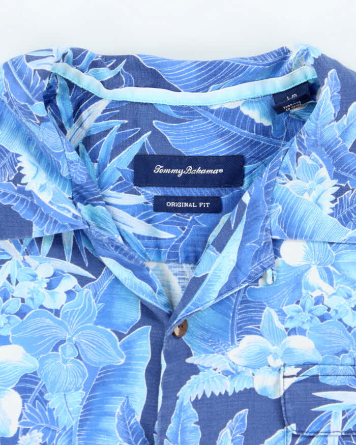 Vintage Tommy Bahama Blue Floral Print Hawaiian Shirt - L