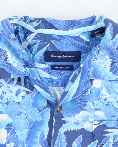 Vintage Tommy Bahama Blue Floral Print Hawaiian Shirt - L