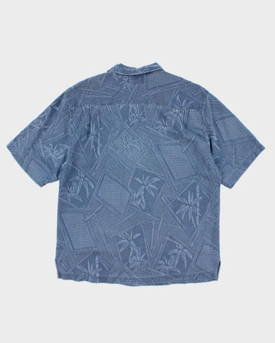 Vintage Jamaica Jaxx Blue Embossed Floral Hawaiian Shirt - L