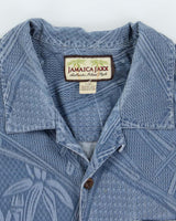 Vintage Jamaica Jaxx Blue Embossed Floral Hawaiian Shirt - L
