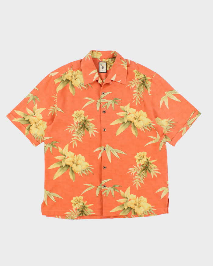 Vintage Jamaica Jaxx Orange Floral Print Hawaiian Shirt - M