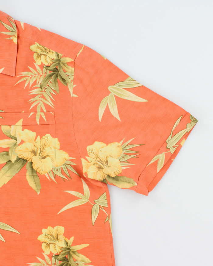 Vintage Jamaica Jaxx Orange Floral Print Hawaiian Shirt - M