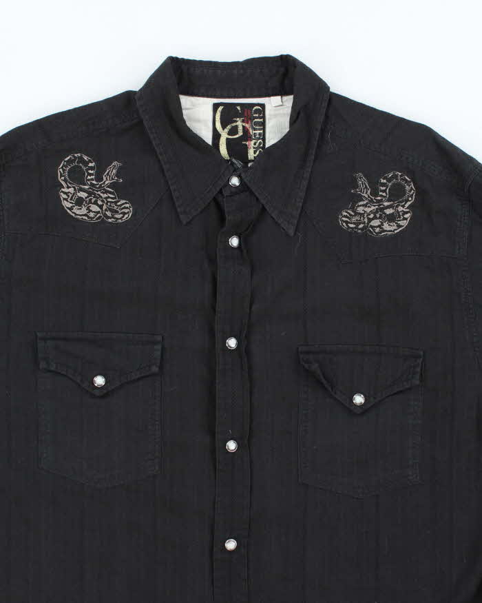 Vintage Y2k 00s Guess Western Snap Button Shirt - XL