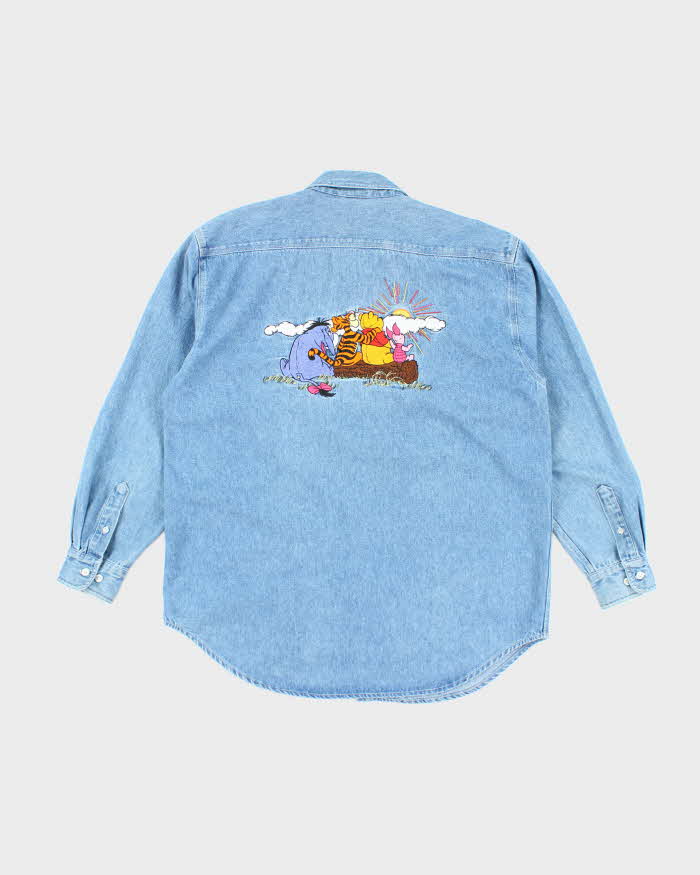 Vintage 90's Disney Winnie the Pooh Embroidered Denim Shirt - M