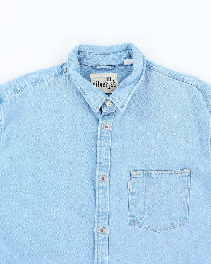 Vintage Levi's Silver Tab Heavyweight Light Wash Denim Shirt - L