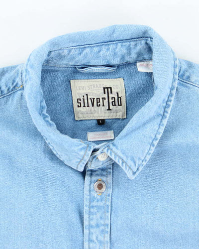 Vintage Levi's Silver Tab Heavyweight Light Wash Denim Shirt - L