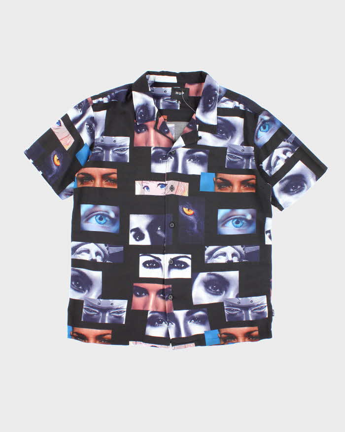 Vintage HUF All Over Print Eyes Hawaiian Shirt - M