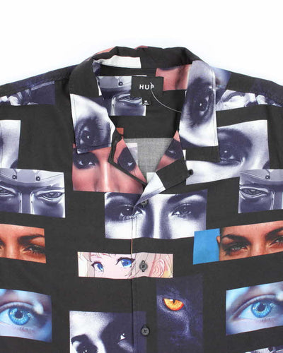 Vintage HUF All Over Print Eyes Hawaiian Shirt - M