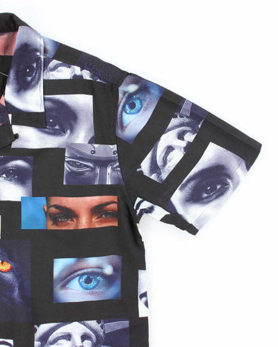 Vintage HUF All Over Print Eyes Hawaiian Shirt - M