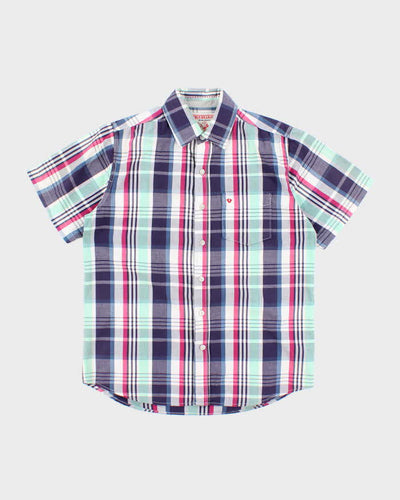 Vintage Y2k 00s True Religion Check Short Sleeve Shirt - L