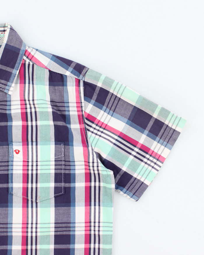 Vintage Y2k 00s True Religion Check Short Sleeve Shirt - L
