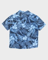 Vintage 2000s Island Retreat Blue Hibiscus Hawaiian Shirt - L
