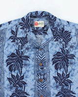 Vintage 90s Hilo Hatties Blue Pattern Hawaiian Shirt - M