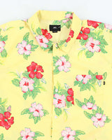 Vintage 2000s Obey Yellow Hibiscus Flower Pattern Hawaiian Shirt - L