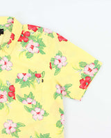 Vintage 2000s Obey Yellow Hibiscus Flower Pattern Hawaiian Shirt - L