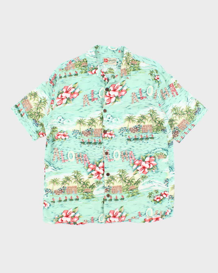 Vintage 90s Hilo Hatties Hibiscus Flower Pattern Hawaiian Shirt - L