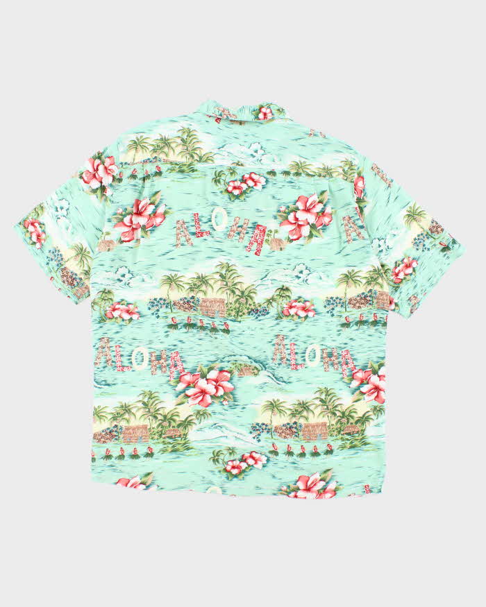 Vintage 90s Hilo Hatties Hibiscus Flower Pattern Hawaiian Shirt - L