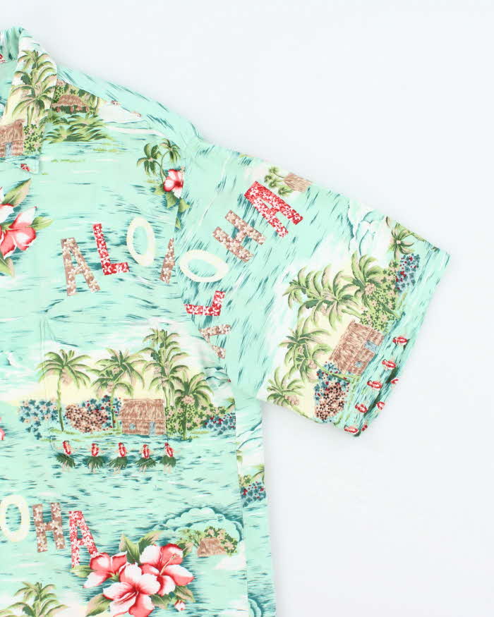 Vintage 90s Hilo Hatties Hibiscus Flower Pattern Hawaiian Shirt - L