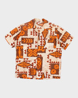 Kilauea Brown and Orange Pattern Hawaiian Shirt - S