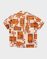 Kilauea Brown and Orange Pattern Hawaiian Shirt - S