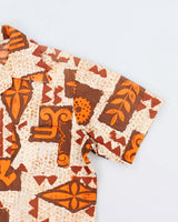 Kilauea Brown and Orange Pattern Hawaiian Shirt - S