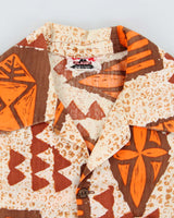 Kilauea Brown and Orange Pattern Hawaiian Shirt - S